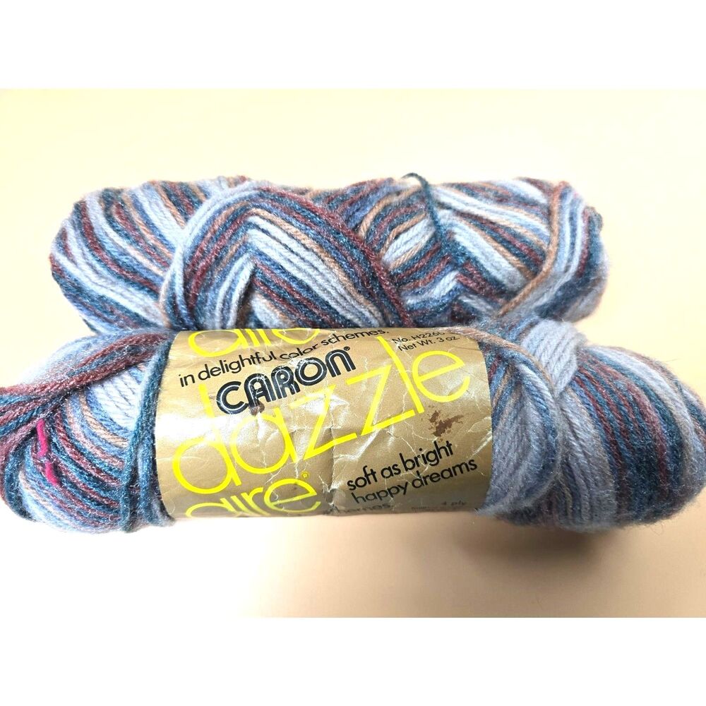 VTG Caron Dazzle Aire Yarn Teaberry Ombre 2678 Lot of 2 Totaling 4.6oz Rated 4